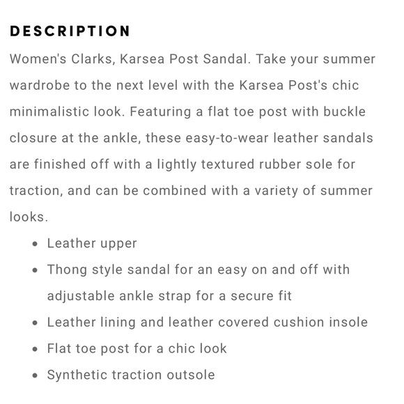 NIB Clarks Karsea Post Black Leather Flat T Strap Toe Post Thong Sandal 8M - Picture 12 of 12